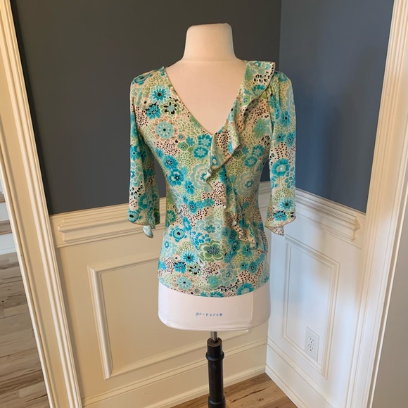 Saint Tropez West Top Groovy Silky Womens Small Floral Spring Hippie - Picture 5 of 8